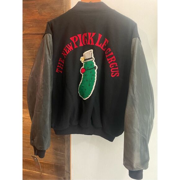 Vintage New Pickle Circus San Francisco Golden Bear Leather Bomber Chain Stitch